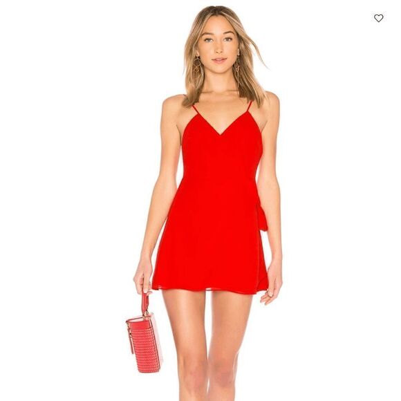 LPA Wrap Mini Dress in Crimson Red Size S - Picture 1 of 5